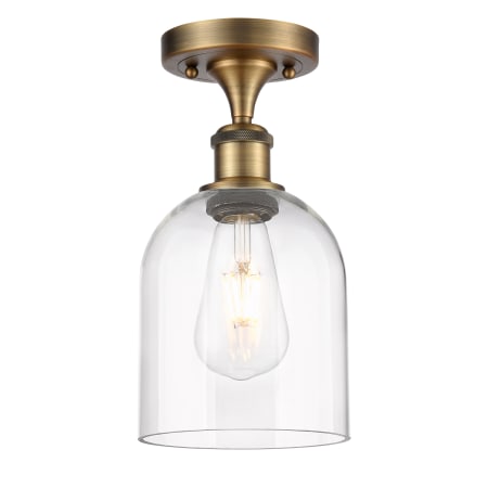 A large image of the Innovations Lighting 516-1C-11-6 Bella Semi-Flush Brushed Brass / Clear