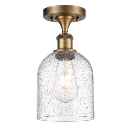 A large image of the Innovations Lighting 516-1C-11-6 Bella Semi-Flush Brushed Brass / Seedy