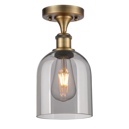 A large image of the Innovations Lighting 516-1C-11-6 Bella Semi-Flush Brushed Brass / Smoked