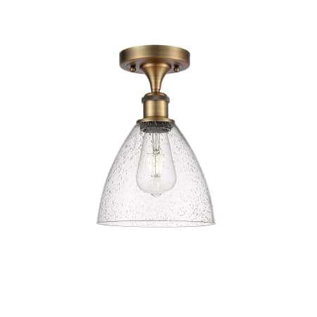 A large image of the Innovations Lighting 516-1C-11-8 Bristol Semi-Flush Brushed Brass / Seedy