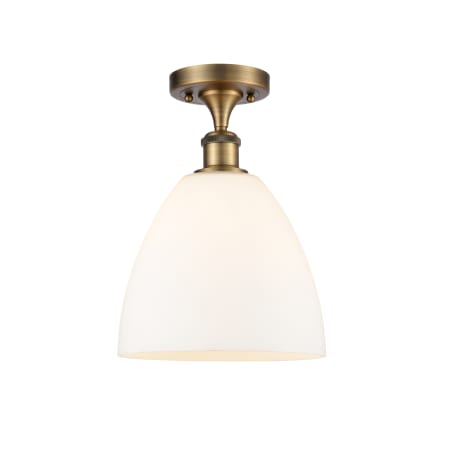 A large image of the Innovations Lighting 516-1C-13-9 Bristol Semi-Flush Brushed Brass / Matte White