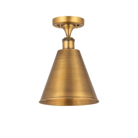 A large image of the Innovations Lighting 516-1C-12-8 Cone Semi-Flush Brushed Brass