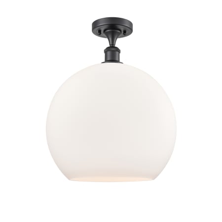 A large image of the Innovations Lighting 516-1C-18-14 Athens Semi-Flush Matte Black / Matte White