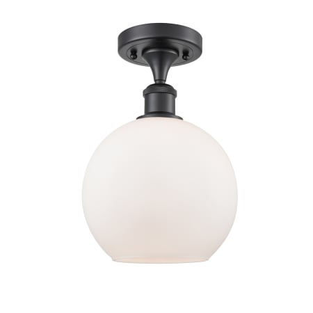 A large image of the Innovations Lighting 516-1C-13-8 Athens Semi-Flush Matte Black / Matte White