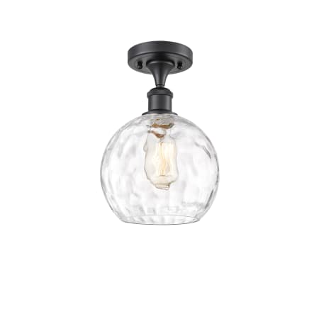 A large image of the Innovations Lighting 516-1C-13-8 Athens Semi-Flush Matte Black / Clear Water Glass
