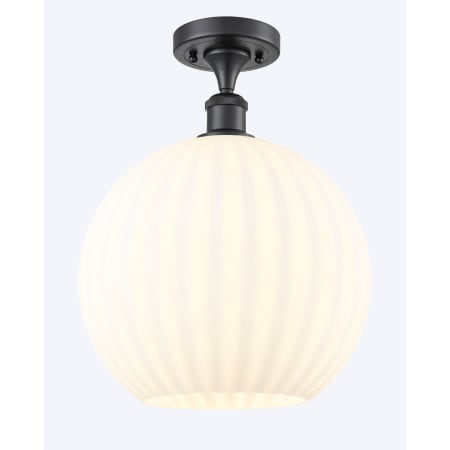 A large image of the Innovations Lighting 516-1C-15-12 White Venetian Semi-Flush Matte Black