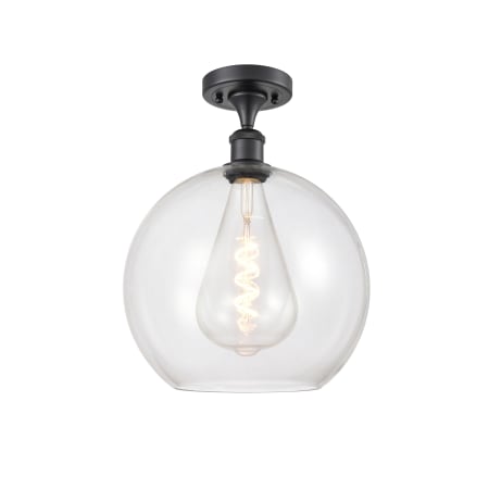 A large image of the Innovations Lighting 516-1C-16-12 Athens Semi-Flush Matte Black / Clear