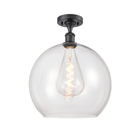A large image of the Innovations Lighting 516-1C-18-14 Athens Semi-Flush Matte Black / Clear