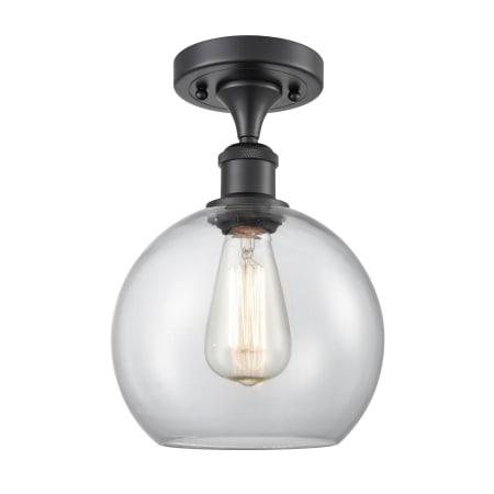 A large image of the Innovations Lighting 516-1C-13-8 Athens Semi-Flush Matte Black / Clear