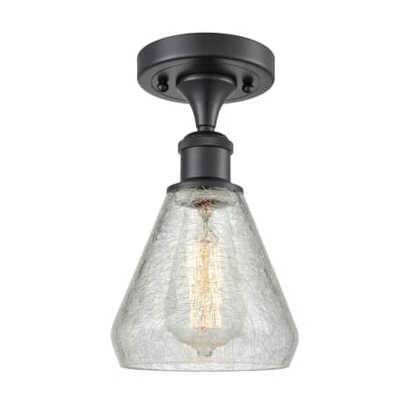 A large image of the Innovations Lighting 516-1C Conesus Matte Black / Clear Crackle