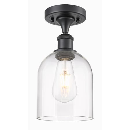 A large image of the Innovations Lighting 516-1C-11-6 Bella Semi-Flush Matte Black / Clear