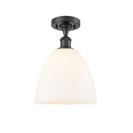 A large image of the Innovations Lighting 516-1C-13-9 Bristol Semi-Flush Matte Black / Matte White