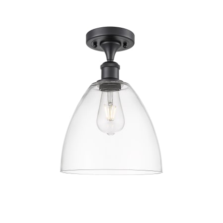 A large image of the Innovations Lighting 516-1C-13-9 Bristol Semi-Flush Matte Black / Clear