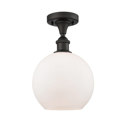 A large image of the Innovations Lighting 516-1C-13-8 Athens Semi-Flush Oil Rubbed Bronze / Matte White