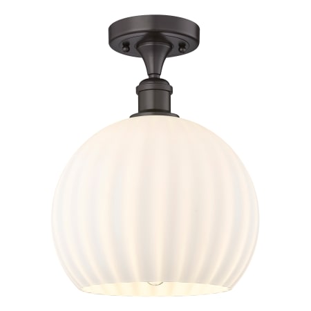 A large image of the Innovations Lighting 516-1C-13-10 White Venetian Semi-Flush Oil Rubbed Bronze