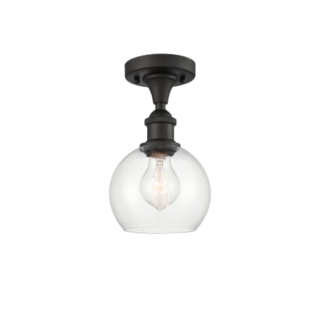 A large image of the Innovations Lighting 516-1C-10-6 Athens Semi-Flush Oil Rubbed Bronze / Clear