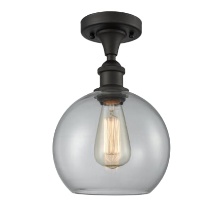 A large image of the Innovations Lighting 516-1C-13-8 Athens Semi-Flush Oil Rubbed Bronze / Clear