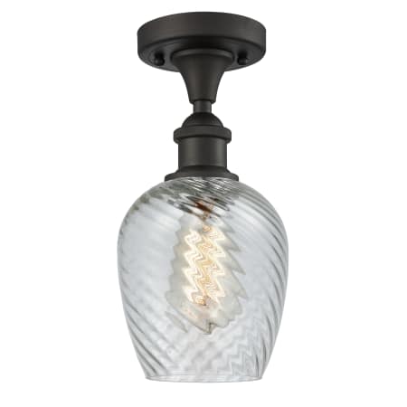 A large image of the Innovations Lighting 516-1C Salina Oil Rubbed Bronze / Clear Spiral Fluted