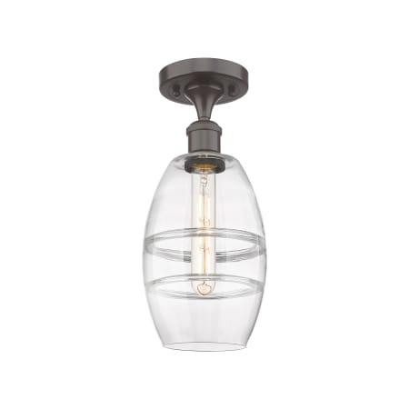 A large image of the Innovations Lighting 516-1C-10-6 Vaz Semi-Flush Oil Rubbed Bronze / Clear