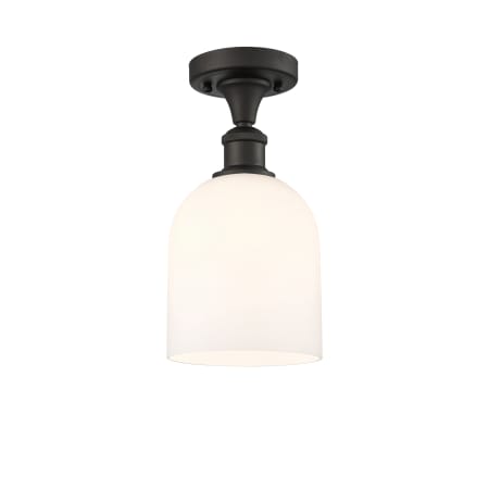 A large image of the Innovations Lighting 516-1C-11-6 Bella Semi-Flush Oil Rubbed Bronze / White