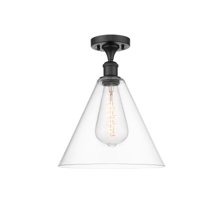 A large image of the Innovations Lighting 516-1C-15-12 Berkshire Semi-Flush Oil Rubbed Bronze / Clear