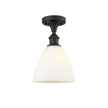 A large image of the Innovations Lighting 516-1C-11-8 Bristol Semi-Flush Oil Rubbed Bronze / Matte White