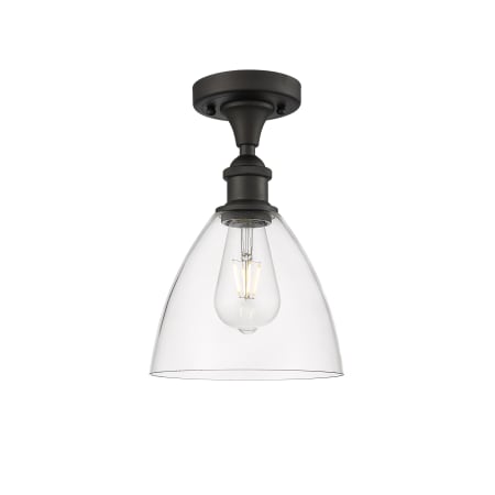A large image of the Innovations Lighting 516-1C-11-8 Bristol Semi-Flush Oil Rubbed Bronze / Clear