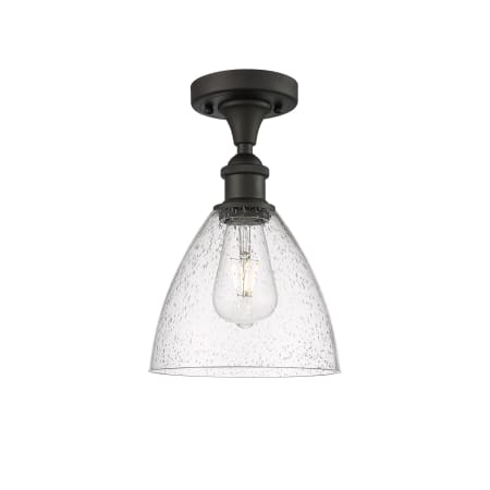 A large image of the Innovations Lighting 516-1C-11-8 Bristol Semi-Flush Oil Rubbed Bronze / Seedy