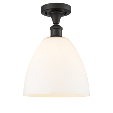 A large image of the Innovations Lighting 516-1C-13-9 Bristol Semi-Flush Oil Rubbed Bronze / Matte White