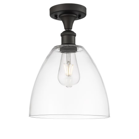 A large image of the Innovations Lighting 516-1C-13-9 Bristol Semi-Flush Oil Rubbed Bronze / Clear