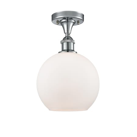 A large image of the Innovations Lighting 516-1C-13-8 Athens Semi-Flush Polished Chrome / Matte White