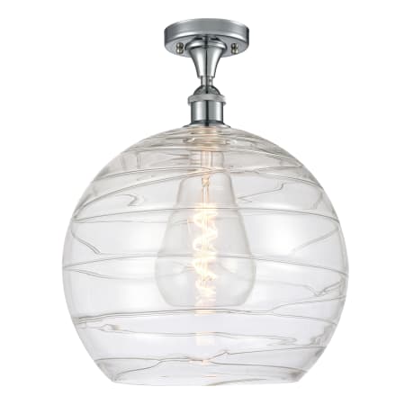 A large image of the Innovations Lighting 516-1C-17-14 Athens Semi-Flush Polished Chrome / Clear Deco Swirl