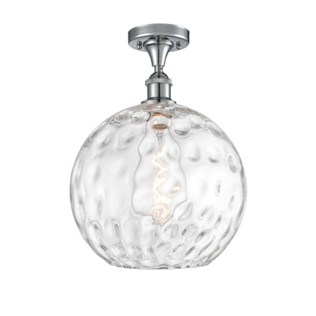 A large image of the Innovations Lighting 516-1C-17-12 Athens Semi-Flush Polished Chrome / Clear Water Glass