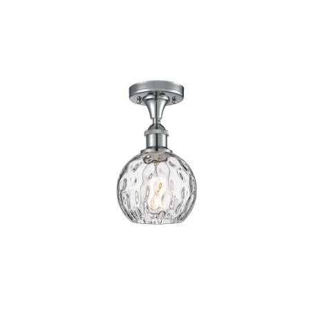 A large image of the Innovations Lighting 516-1C-11-6 Athens Semi-Flush Polished Chrome / Clear Water Glass