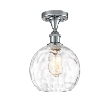 A large image of the Innovations Lighting 516-1C-13-8 Athens Semi-Flush Polished Chrome / Clear Water Glass