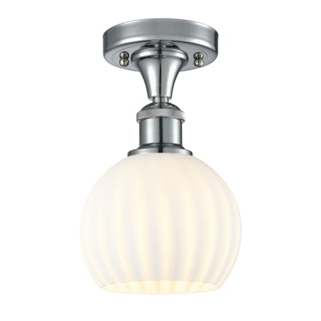 A large image of the Innovations Lighting 516-1C-10-6 White Venetian Semi-Flush Polished Chrome