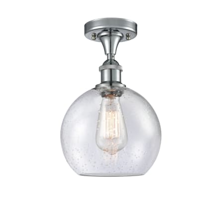 A large image of the Innovations Lighting 516-1C-13-8 Athens Semi-Flush Polished Chrome / Seedy