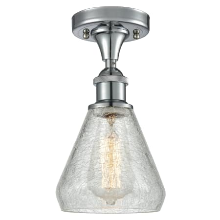 A large image of the Innovations Lighting 516-1C Conesus Polished Chrome / Clear Crackle