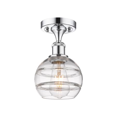 A large image of the Innovations Lighting 516-1C-10-6 Rochester Semi-Flush Polished Chrome / Clear