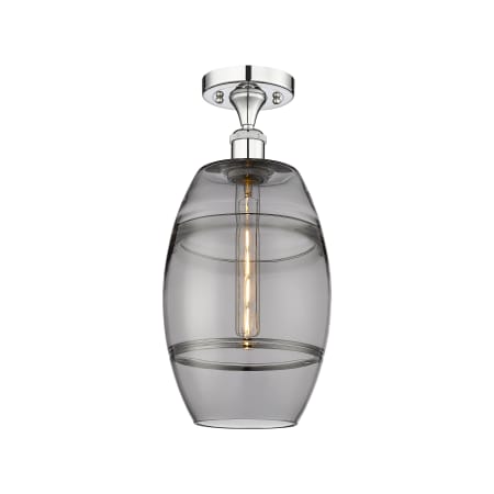 A large image of the Innovations Lighting 516-1C-12-8 Vaz Semi-Flush Polished Chrome / Smoked