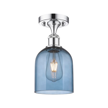 A large image of the Innovations Lighting 516-1C-11-6 Bella Semi-Flush Polished Chrome / Blue