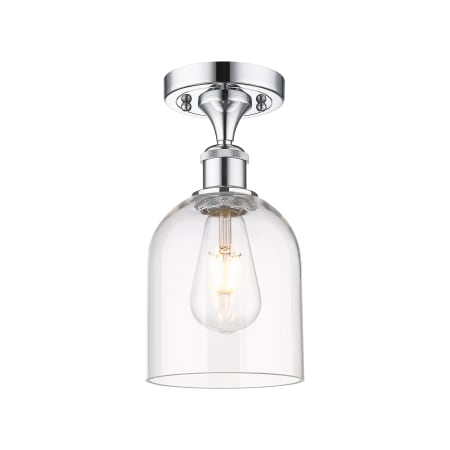 A large image of the Innovations Lighting 516-1C-11-6 Bella Semi-Flush Polished Chrome / Clear