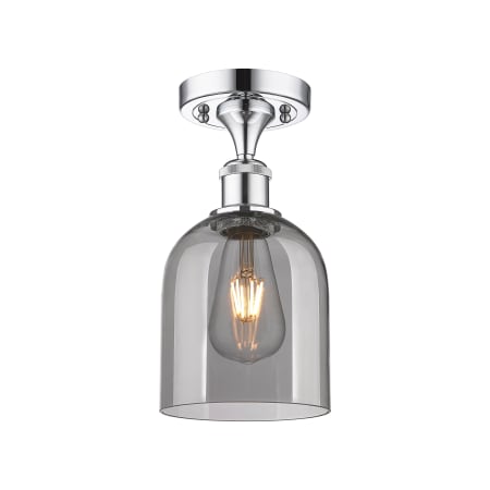 A large image of the Innovations Lighting 516-1C-11-6 Bella Semi-Flush Polished Chrome / Smoked