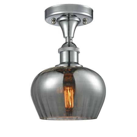 A large image of the Innovations Lighting 516-1C Fenton Polished Chrome / Smoked Fluted