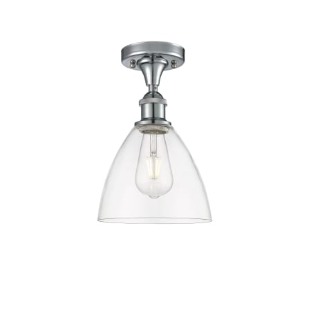 A large image of the Innovations Lighting 516-1C-11-8 Bristol Semi-Flush Polished Chrome / Clear