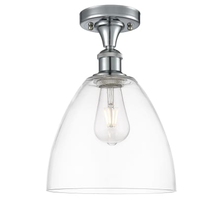 A large image of the Innovations Lighting 516-1C-13-9 Bristol Semi-Flush Polished Chrome / Clear
