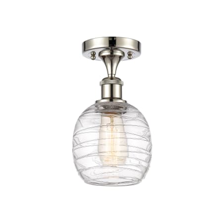 A large image of the Innovations Lighting 516-1C-11-6 Belfast Semi-Flush Polished Nickel / Deco Swirl