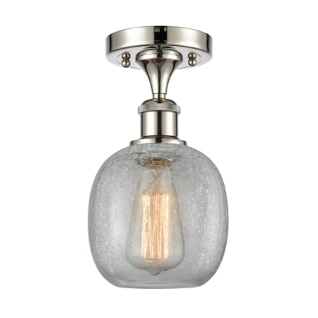 A large image of the Innovations Lighting 516 Belfast Polished Nickel / Clear Crackle