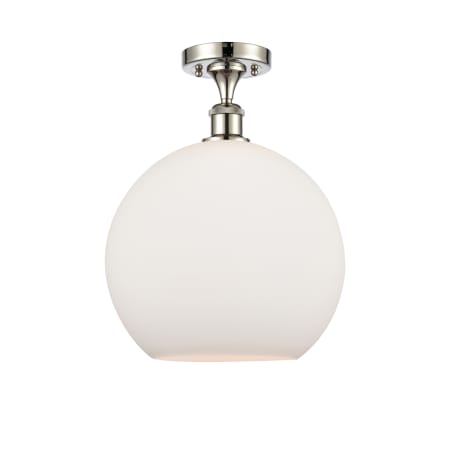 A large image of the Innovations Lighting 516-1C-17-12 Athens Semi-Flush Polished Nickel / Matte White