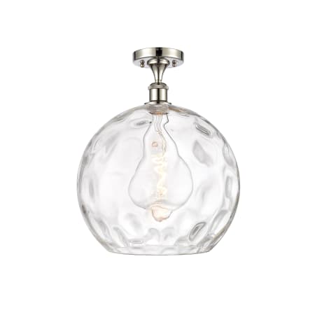 A large image of the Innovations Lighting 516-1C-17-14 Athens Semi-Flush Polished Nickel / Clear Water Glass